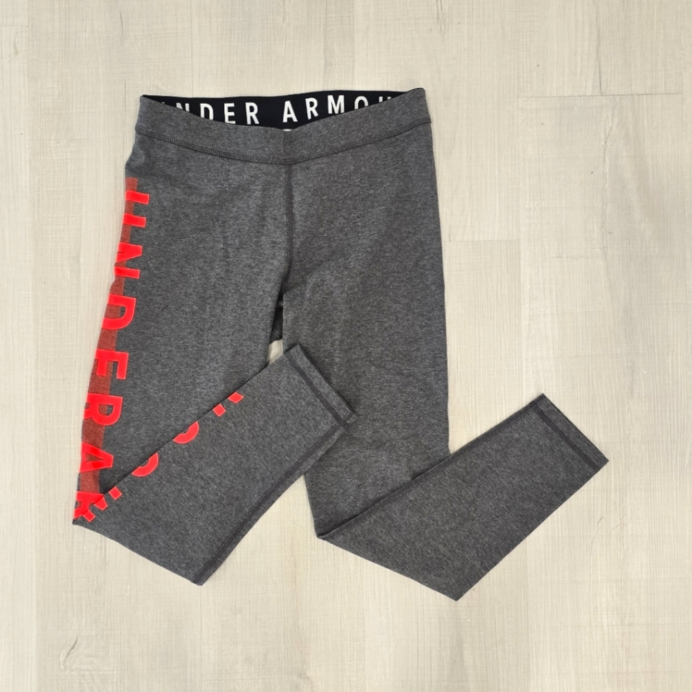 Under Armour Women's Gray/Neon Performance Leggings, Size Small EUC
